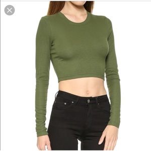 Torn by Ronny Kobo Ribbed Long Sleeve Crop Top